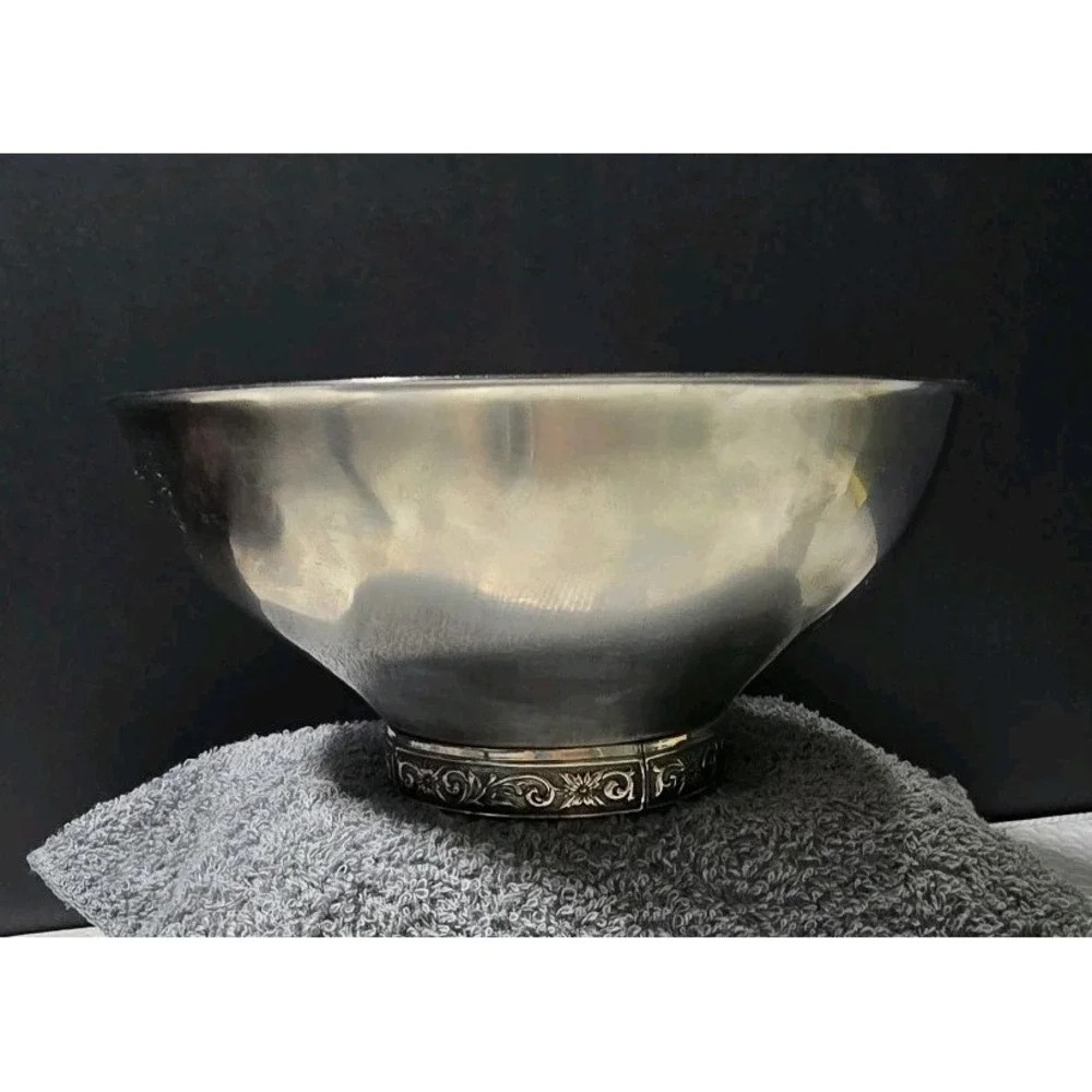 Vtg International Silver Decorator Series SS 18-8 Pedestal Serving Bowl 7.5x3.5